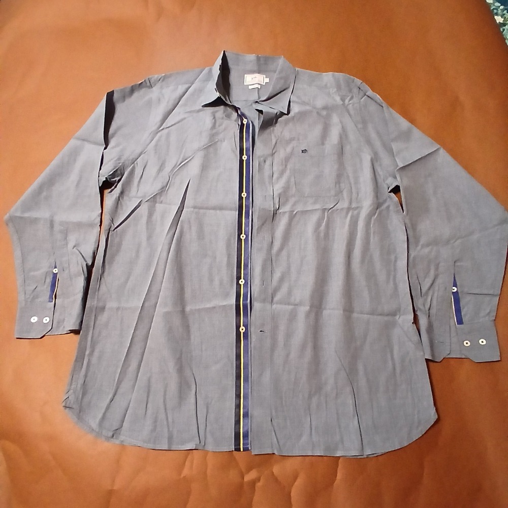 Southern Tide Classic Fit Button Down Shirt XL striped accent ribbon Blue